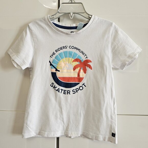 Okaidi Boys White Cotton blend T-Shirt Size 3 Years - Skater - Picture 2 of 6